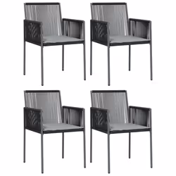 Sedie Giardino con Cuscini 4 pz Nere 54x60,5x83,5 cm Polyrattancod mxl 94300 - Vista aggiuntiva 2
