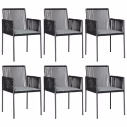 Sedie Giardino con Cuscini 6 pz Nere 54x60,5x83,5 cm Polyrattancod mxl 70271 - Vista aggiuntiva 2