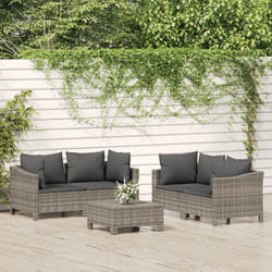 Set Divani da Giardino 5 pz con Cuscini in Polyrattan Grigiocod mxl 76647