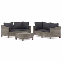 Set Divani da Giardino 5 pz con Cuscini in Polyrattan Grigiocod mxl 76647 - Vista aggiuntiva 2