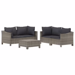 Set Divani da Giardino 5 pz con Cuscini in Polyrattan Grigiocod mxl 76647 - Vista aggiuntiva 3