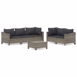 Set Divani da Giardino 6 pz con Cuscini in Polyrattan Grigiocod mxl 100639 - Vista aggiuntiva 2