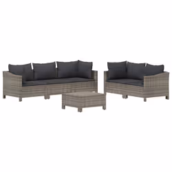Set Divani da Giardino 6 pz con Cuscini in Polyrattan Grigiocod mxl 100639 - Vista aggiuntiva 3