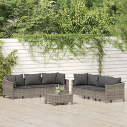 Set Divani da Giardino 7 pz con Cuscini in Polyrattan Grigiocod mxl 76665