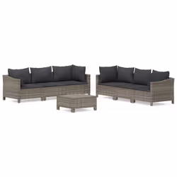 Set Divani da Giardino 7 pz con Cuscini in Polyrattan Grigiocod mxl 76665 - Vista aggiuntiva 2