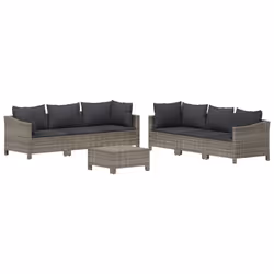 Set Divani da Giardino 7 pz con Cuscini in Polyrattan Grigiocod mxl 76665 - Vista aggiuntiva 3