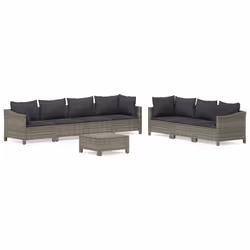 Set Divani da Giardino 8 pz con Cuscini in Polyrattan Grigiocod mxl 100618 - Vista aggiuntiva 2