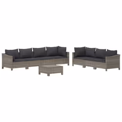 Set Divani da Giardino 8 pz con Cuscini in Polyrattan Grigiocod mxl 100618 - Vista aggiuntiva 3