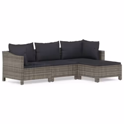Set Divani da Giardino 4 pz con Cuscini in Polyrattan Grigiocod mxl 124571 - Vista aggiuntiva 2