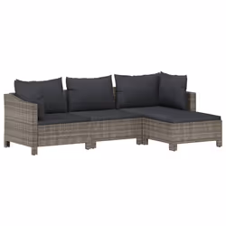 Set Divani da Giardino 4 pz con Cuscini in Polyrattan Grigiocod mxl 124571 - Vista aggiuntiva 3