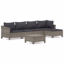 Set Divani da Giardino 6 pz con Cuscini in Polyrattan Grigiocod mxl 100638 - Vista aggiuntiva 2