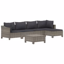 Set Divani da Giardino 6 pz con Cuscini in Polyrattan Grigiocod mxl 100638 - Vista aggiuntiva 3