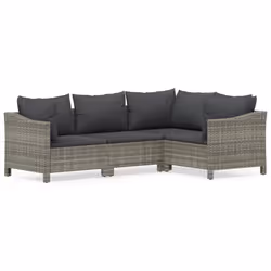 Set Divani da Giardino 4 pz con Cuscini in Polyrattan Grigiocod mxl 77211 - Vista aggiuntiva 2
