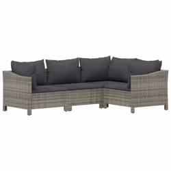 Set Divani da Giardino 4 pz con Cuscini in Polyrattan Grigiocod mxl 77211 - Vista aggiuntiva 3