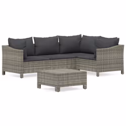 Set Divani da Giardino 5 pz con Cuscini in Polyrattan Grigiocod mxl 100627 - Vista aggiuntiva 2