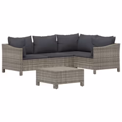 Set Divani da Giardino 5 pz con Cuscini in Polyrattan Grigiocod mxl 100627 - Vista aggiuntiva 3