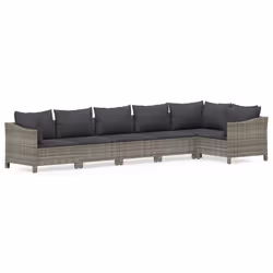 Set Divani da Giardino 6 pz con Cuscini in Polyrattan Grigiocod mxl 124594 - Vista aggiuntiva 2
