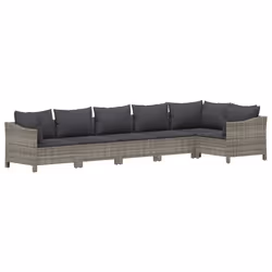 Set Divani da Giardino 6 pz con Cuscini in Polyrattan Grigiocod mxl 124594 - Vista aggiuntiva 3