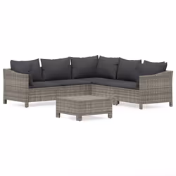 Set Divani da Giardino 6 pz con Cuscini in Polyrattan Grigiocod mxl 100611 - Vista aggiuntiva 2