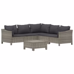 Set Divani da Giardino 6 pz con Cuscini in Polyrattan Grigiocod mxl 100611 - Vista aggiuntiva 3