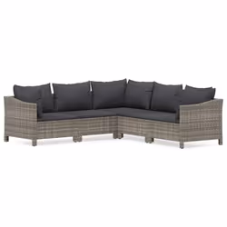 Set Divani da Giardino 5 pz con Cuscini in Polyrattan Grigiocod mxl 76649 - Vista aggiuntiva 2