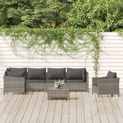 Set Divani da Giardino 7 pz con Cuscini in Polyrattan Grigiocod mxl 124582