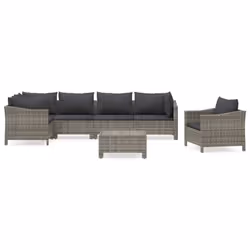 Set Divani da Giardino 7 pz con Cuscini in Polyrattan Grigiocod mxl 124582 - Vista aggiuntiva 2