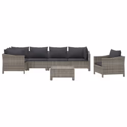 Set Divani da Giardino 7 pz con Cuscini in Polyrattan Grigiocod mxl 124582 - Vista aggiuntiva 3