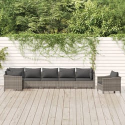 Set Divani da Giardino 7 pz con Cuscini in Polyrattan Grigiocod mxl 100640
