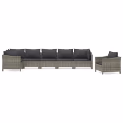 Set Divani da Giardino 7 pz con Cuscini in Polyrattan Grigiocod mxl 100640 - Vista aggiuntiva 2