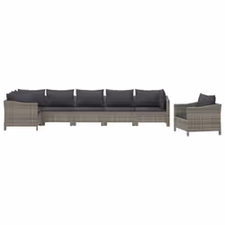 Set Divani da Giardino 7 pz con Cuscini in Polyrattan Grigiocod mxl 100640 - Vista aggiuntiva 3