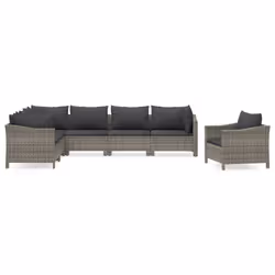 Set Divani da Giardino 7 pz con Cuscini in Polyrattan Grigiocod mxl 100613 - Vista aggiuntiva 2