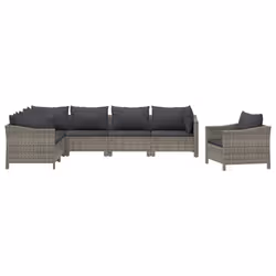 Set Divani da Giardino 7 pz con Cuscini in Polyrattan Grigiocod mxl 100613 - Vista aggiuntiva 3