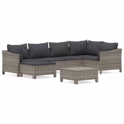 Set Divani da Giardino 7 pz con Cuscini in Polyrattan Grigiocod mxl 100617 - Vista aggiuntiva 2