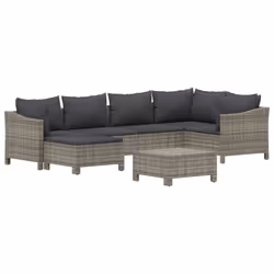 Set Divani da Giardino 7 pz con Cuscini in Polyrattan Grigiocod mxl 100617 - Vista aggiuntiva 3