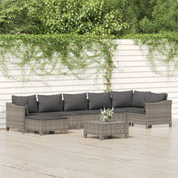 vidaXL Set Divani da Giardino 8 pz con Cuscini in Polyrattan Grigio