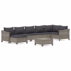 vidaXL Set Divani da Giardino 8 pz con Cuscini in Polyrattan Grigio - Vista aggiuntiva 2
