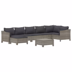 vidaXL Set Divani da Giardino 8 pz con Cuscini in Polyrattan Grigio - Vista aggiuntiva 3