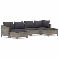 Set Divani da Giardino 6 pz con Cuscini in Polyrattan Grigiocod mxl 124580 - Vista aggiuntiva 2