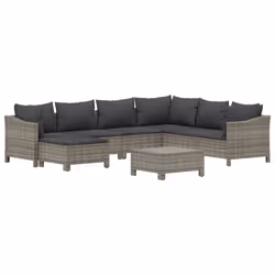 Set Divani da Giardino 8 pz con Cuscini in Polyrattan Grigiocod mxl 124590 - Vista aggiuntiva 3