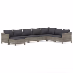 Set Divani da Giardino 8 pz con Cuscini in Polyrattan Grigiocod mxl 76689 - Vista aggiuntiva 2