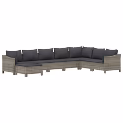 Set Divani da Giardino 8 pz con Cuscini in Polyrattan Grigiocod mxl 76689 - Vista aggiuntiva 3