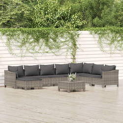 Set Divani da Giardino 9 pz con Cuscini in Polyrattan Grigiocod mxl 100650