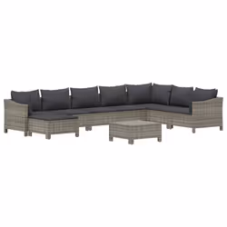 Set Divani da Giardino 9 pz con Cuscini in Polyrattan Grigiocod mxl 100650 - Vista aggiuntiva 3