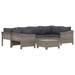 Set Divani da Giardino 7 pz con Cuscini in Polyrattan Grigiocod mxl 100623 - Vista aggiuntiva 3