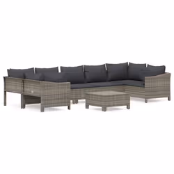 Set Divani da Giardino 8 pz con Cuscini in Polyrattan Grigiocod mxl 100633 - Vista aggiuntiva 2