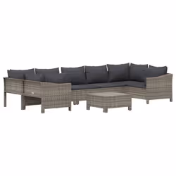 Set Divani da Giardino 8 pz con Cuscini in Polyrattan Grigiocod mxl 100633 - Vista aggiuntiva 3