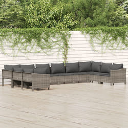 Set Divani da Giardino 10 pz con Cuscini in Polyrattan Grigiocod mxl 124606