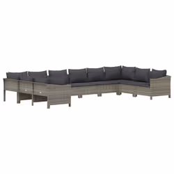 Set Divani da Giardino 10 pz con Cuscini in Polyrattan Grigiocod mxl 124606 - Vista aggiuntiva 3
