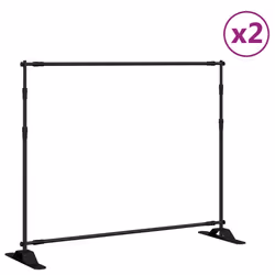 Supporti per Fondali 2 pz Neri 254x243 cm in Acciaiocod mxl 106736 - Vista aggiuntiva 2